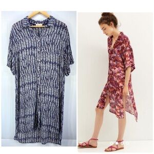 Anthropologie Breezy Tunic Top Button Down Long Dress Large